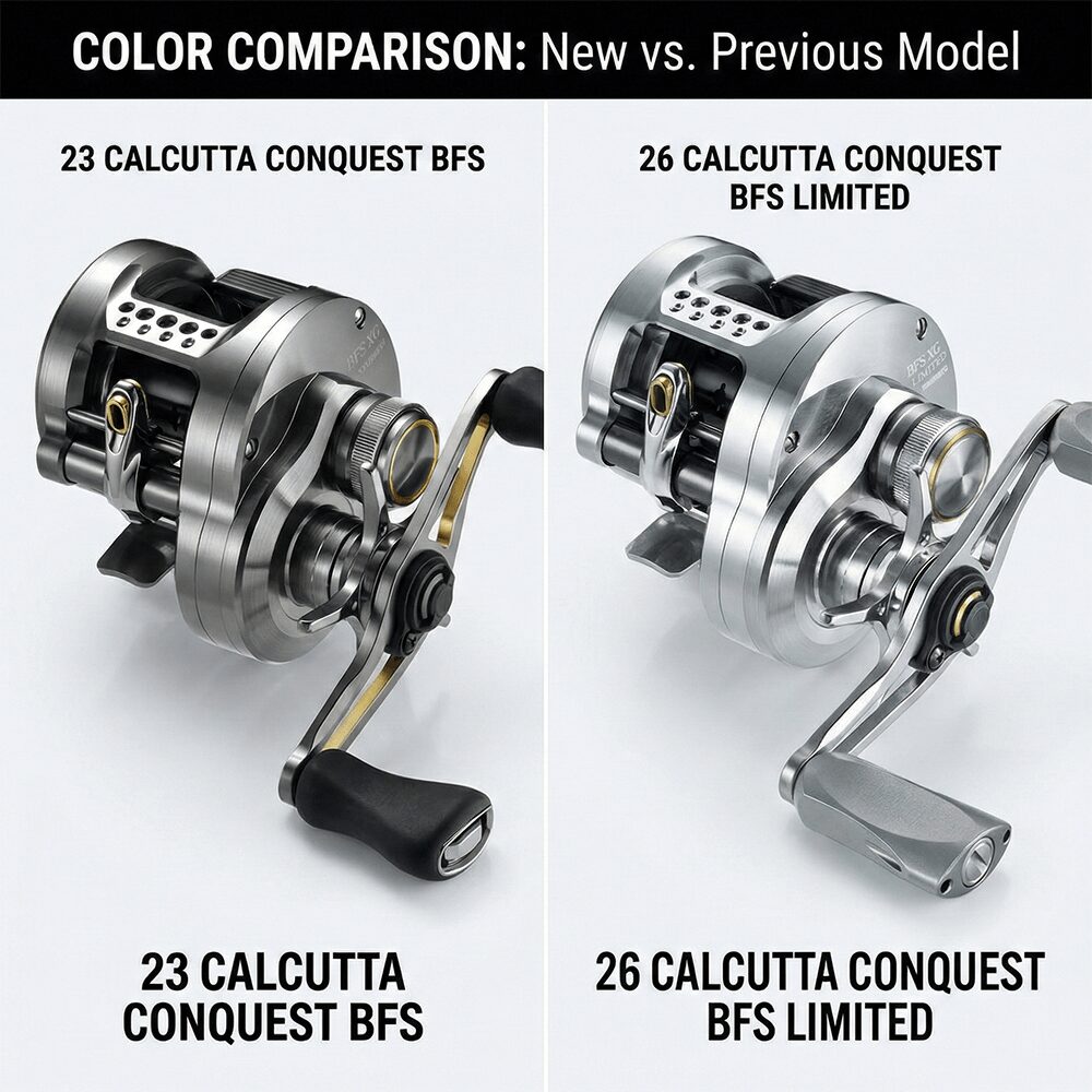 26カルカッタコンクエストBFSリミテッドと23カルカッタコンクエストBFSの見た目の比較画像
